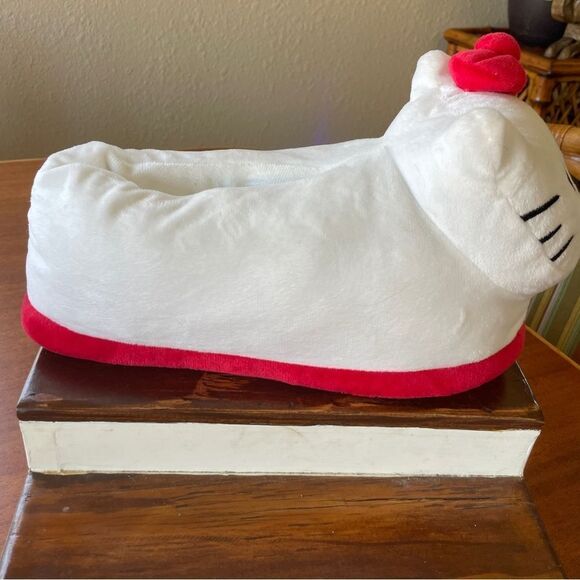 Hello Kitty Plush Slippers White Red Size L-XL - Picture 4 of 11